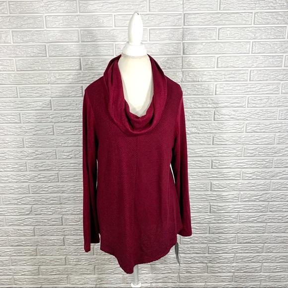 Tempted Sweaters - Tempted Burgundy Cowl Neck Sweater
